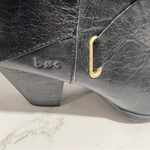 BOC Richardson Black Leather Chunky Heel Ankle Boots with Gold Accents -- 8.5 - Picture 3 of 11